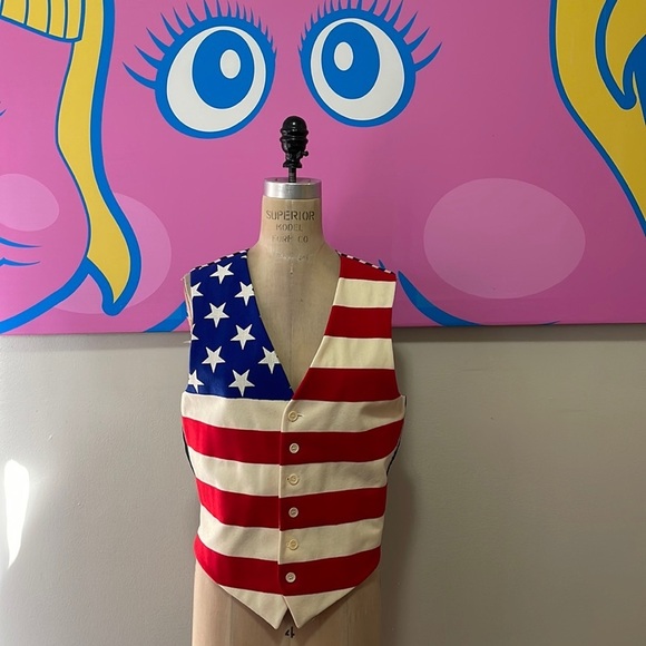 Moschino Cheap & Chic American Flag Wool Vest